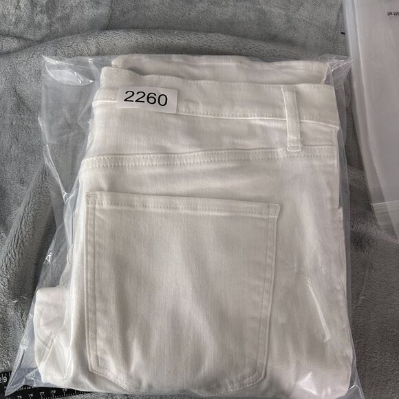 Express Skyscraper Bootcut Jeans Womens 14R Ankle Slit Mid Rise Pintuck White - Picture 16 of 16